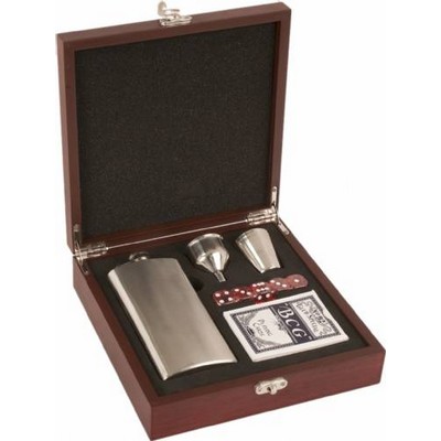 Flask Game Set in Rosewood Presentation Box