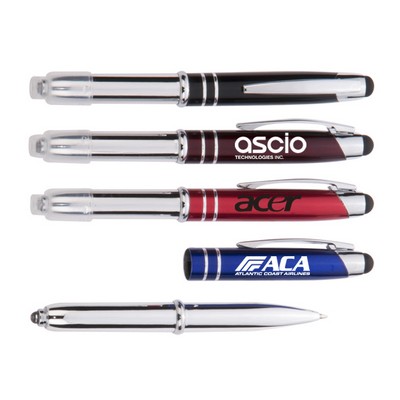 3 in 1 Stylus Metal Ballpoint Pen and LED Flashlight