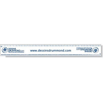 .040 White Matte Styrene Plastic 12" Rulers (1.375" x 12.25") square corners, spot color imprint