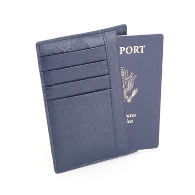 Royce Leather RFID Blocking Slim Travel Passport Wallet in Saffiano Genuine Leather