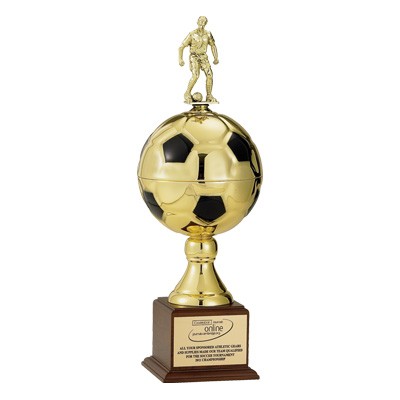 20 ½" Gold/Black Soccer Ball Trophy w/7" Ball