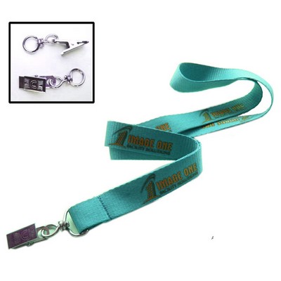 1/2" Polyester Lanyard W/ Metal Bulldog Clip