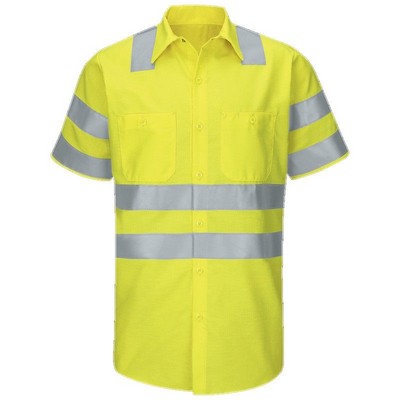 Red Kap™ Hi-Visibility RipStop Short Sleeve Work Shirt Type R, Class 3 - Yellow/Silver