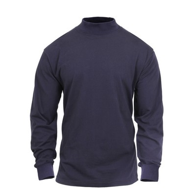 Midnight Navy Blue - Mock Turtleneck Shirt (2XL)