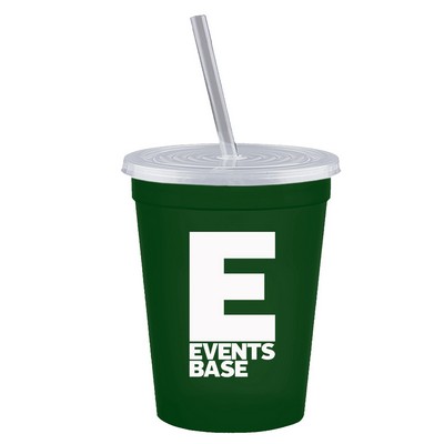 16 Oz. Stadium Cup w/Lid & Straw