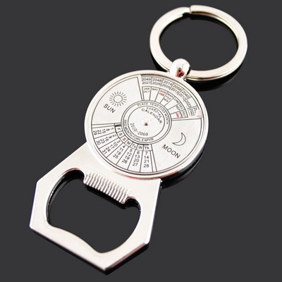 Perpetual Calendar Zinc Alloy Keychain w/Bottle Opener