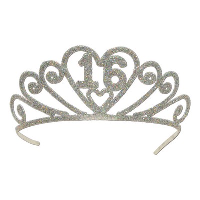 Glittered Metal "16" Tiara