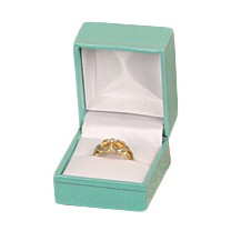 Teal Blue Leatherette Ring Box