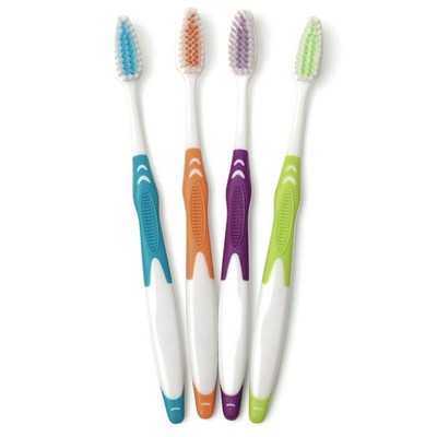 Adult Rubber Handle Toothbrushes, Assorted (Case of 1)