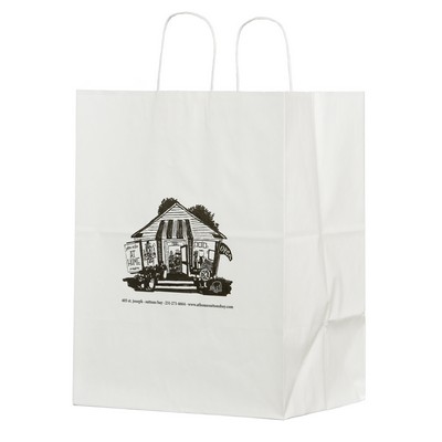 Food Service White Kraft Paper Regal Shopping Bag (12"x9"x15¾")