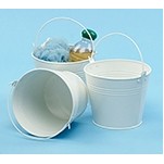 6" Round White Painted Handle Pail w/Top Handle