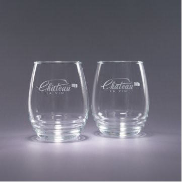 17 Oz. Deco Stemless Wine Glasses (Set of 2)