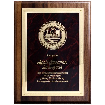 Solid America Walnut Plaque w/Brass Plate (9"x12")