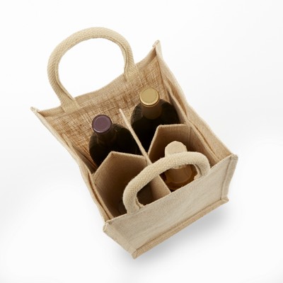 4 Bottle Jute/Burlap Wine Bag 14"x8"x8"