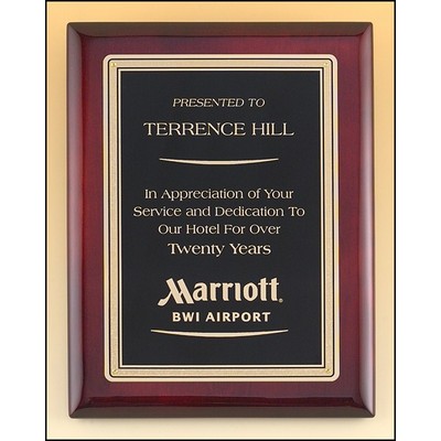 Airflyte® Rosewood Piano-Finish Plaque w/Black Brass Plate & Solid Border (8"x 10")