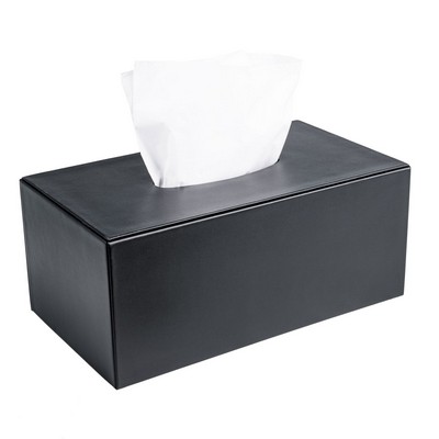 Classic Black Leather Rectangular Tissue Box Cover