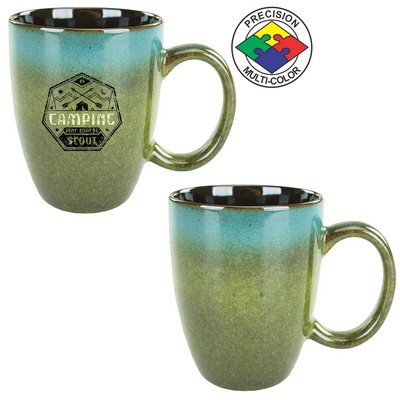 15 Oz. Green-Brown/Blue-Green Reaction Glaze Bistro Mug - Dishwasher Resistant -Precision Spot Color