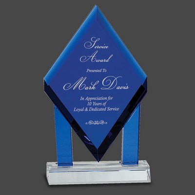 Cool Blue Crystal Diamond Desktop Award, 5"x 8-3/4"H