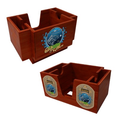 Cherry Wood Three-Compartment Napkin Holder