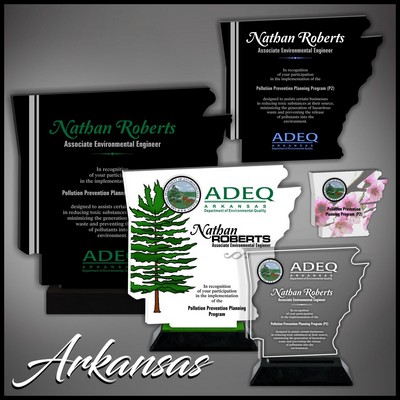 10" Arkansas Clear Acrylic Award with a Wood Base