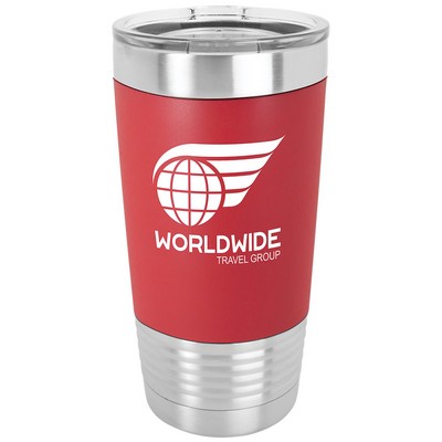 20 Oz. Red/White Polar Camel Tumbler with Silicone Grip and Clear Lid