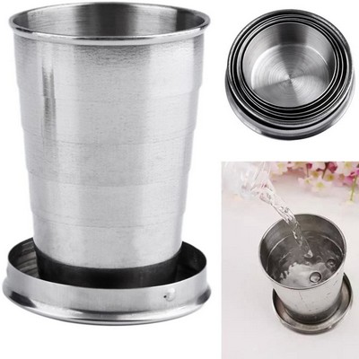 8.3 Oz. Foldable Stainless Steel Cup with Key Chain