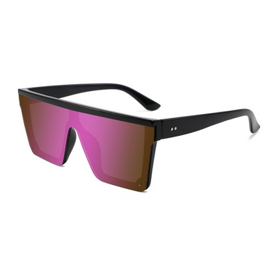 Sunglasses - Pink Mirror Lenses - Black Frames