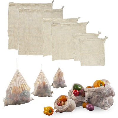 Reusable Cotton Mesh Produce Bags 100% Organic Cotton Durable Double Stitched Washable