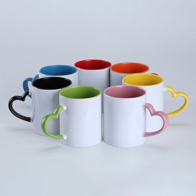 11 Oz. Color-Inside Heart-Shaped Ceramic Mug