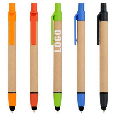 Paper Barrel Ball Point Stylus Pen