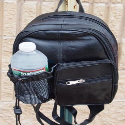 Sheep Leather Backpack w/Water Bottle Holder