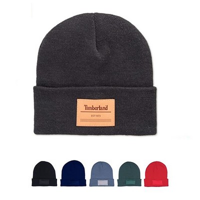 Acrylic Knit Beanie With Patch