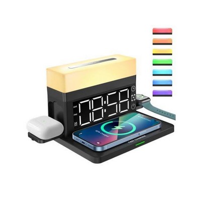 6 in 1 Wireless Charging Station with Digital Alarm Clock