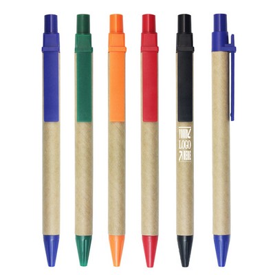 Recycled Pens w/Custom Logo & Colorful Clip Ballpoint