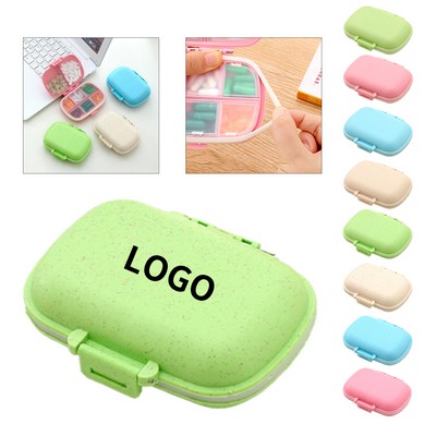 Portable 8-Compartment Pill Box - Waterproof Wheat Straw Medicine Organizer