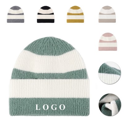 Warm Striped Knitted Beanie