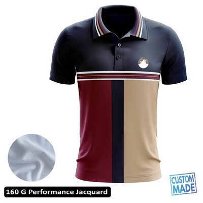 Full Sublimation Performance Short Sleeve Polo - 160G Performance Jacquard - Men's, Women's, Kids'