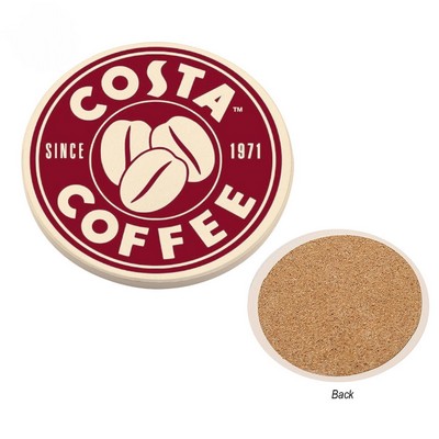 Round Absorbent Coaster With Cork Back