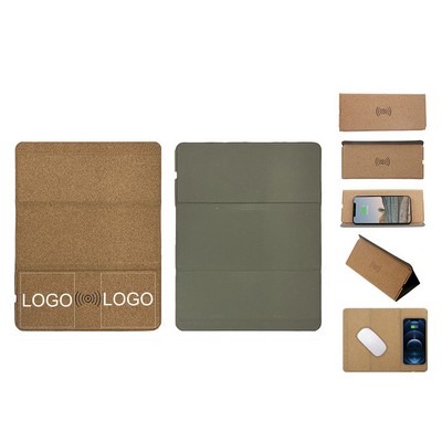 Quick-Charging Wireless Mouse Pad With Cork Fabric Case