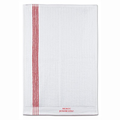 Junior Tour Caddy Golf Towel - White With Color Stripe - Embroidery