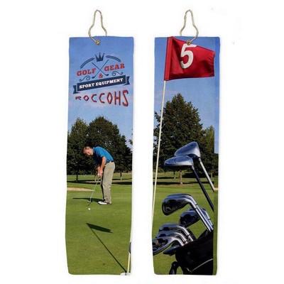 Tri-fold Plush Velour Terry Golf Towel