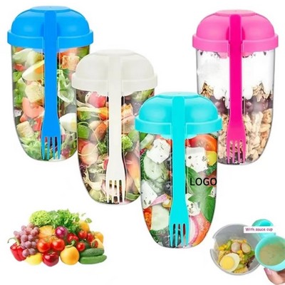 34oz Salad Cup with Fork and Dressing Holder