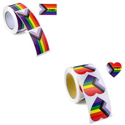 2"x1 1/5" 500Pc LGBT Pride Rainbow Coated Paper Temporary Sticker Roll (Low MOQ)