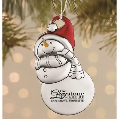 Cast Silver Snowman Ornament