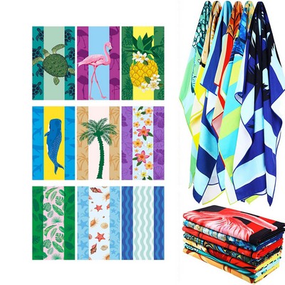 27 1/2"x 59" Sublimated Microfiber Sand Proof Beach Towel