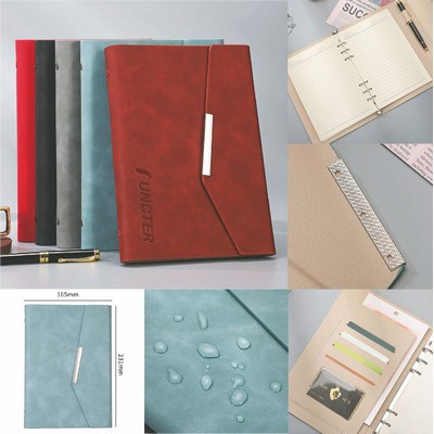 PU Leather Cover A5 Notebook Binder Meeting Journal with Magnetic Buckle