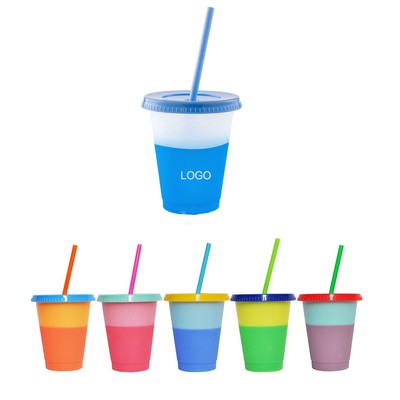 16oz. Color Changing Cups with Lids and Straw