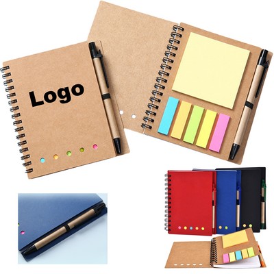 Eco Spiral Notebook Lined Notepad With Pen