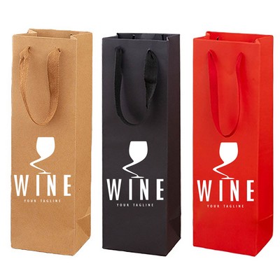 Kraft Paper Single Red Wine Tote Bag