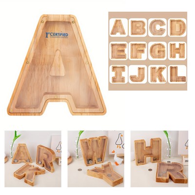 Wooden Transparent Letter Piggy Bank